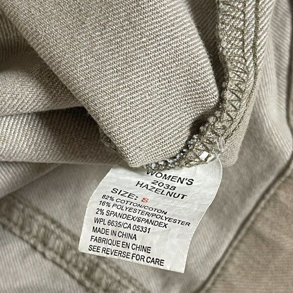 NEW Woolrich Women’s Small Beige Button Denim Trucker Jean Jacket Small - Picture 10 of 11